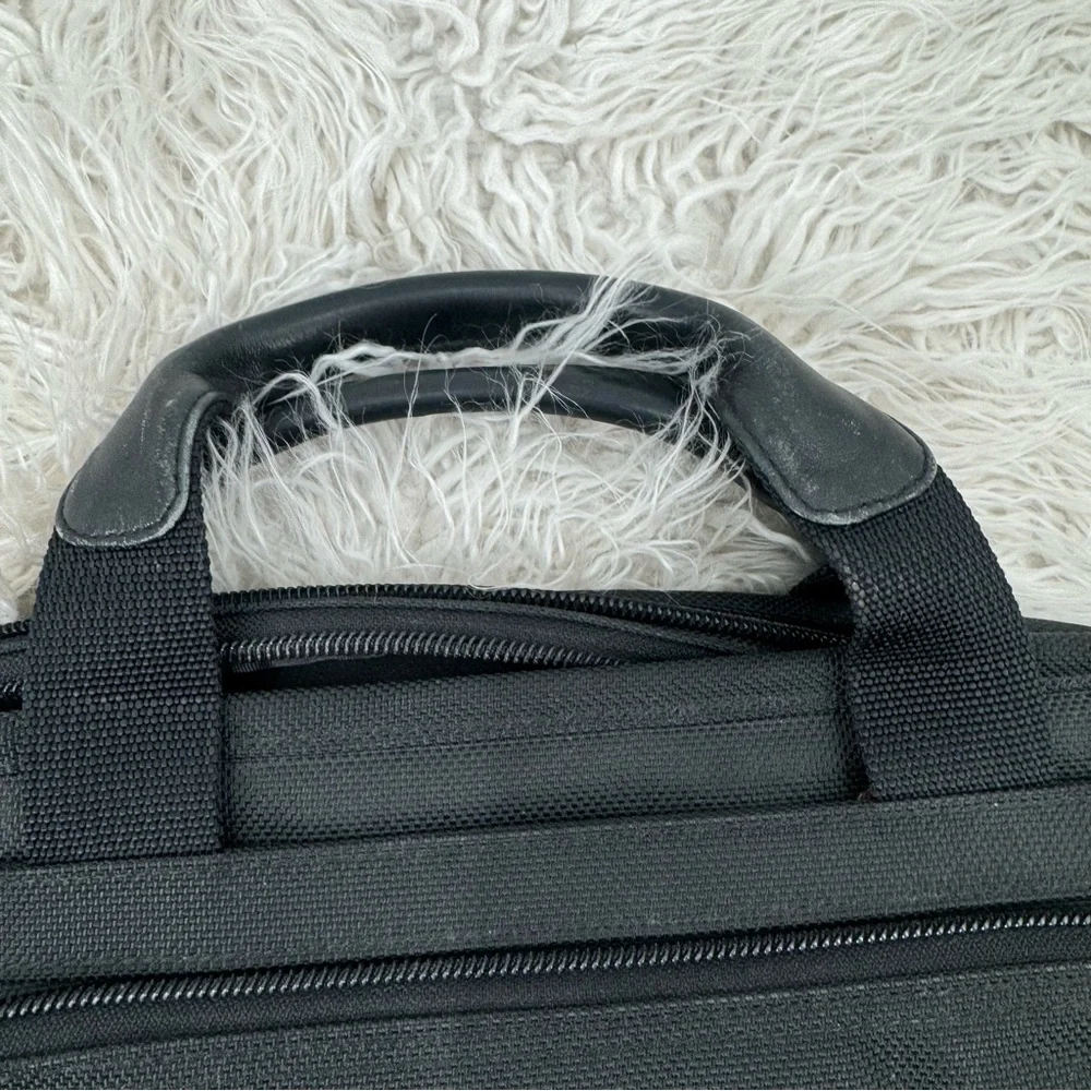 Tumi Black Canvas Laptop Briefcase Carry Bag No Shoulder Strap